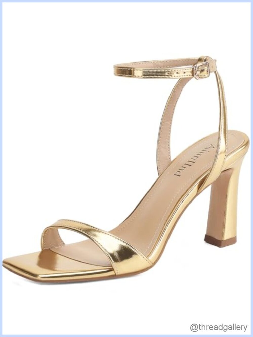 Women's Square Open Toe Block Heel Sandals 3.3 Inch Ankle Strap